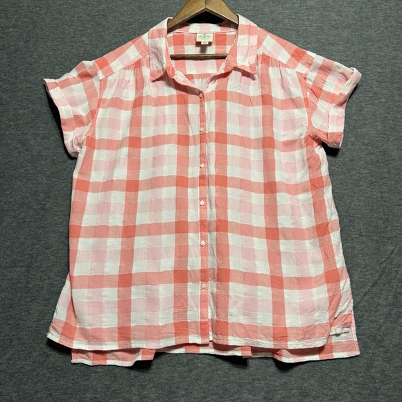 St. John's Bay Tops - St. John's Bay Pink and White Plaid Blouse 100% Cotton Size XXL
